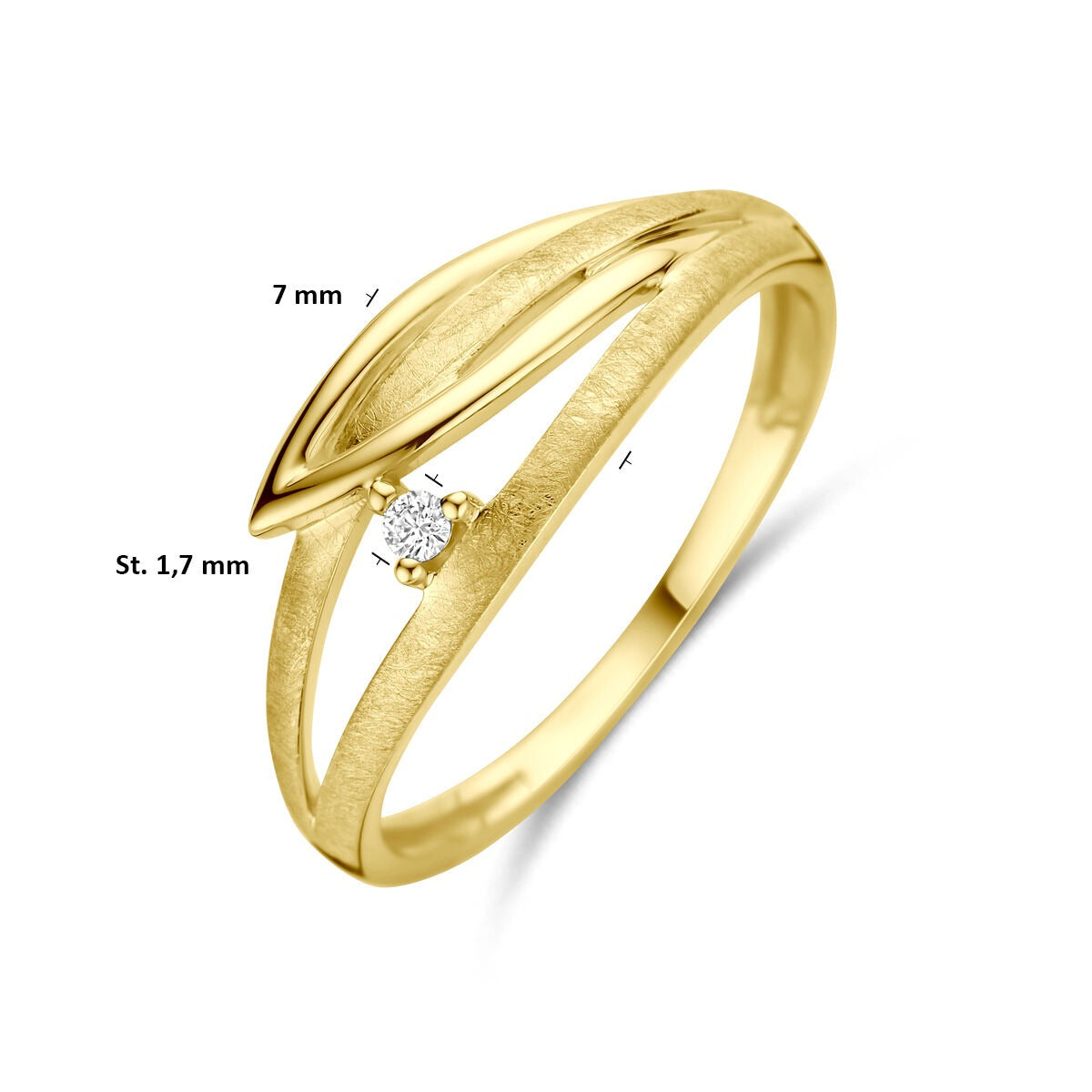 Anello da donna in oro giallo 14k con diamante – 7 mm di larghezza