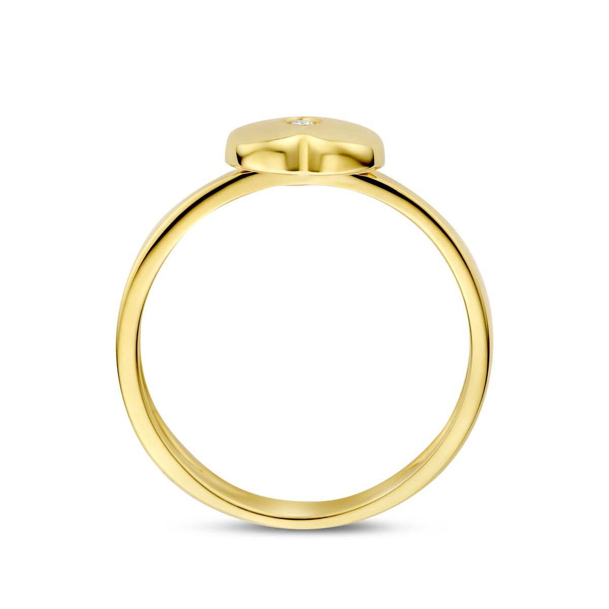 Anello da bambino/a in oro giallo 14k con cuoricino e diamante lab grown