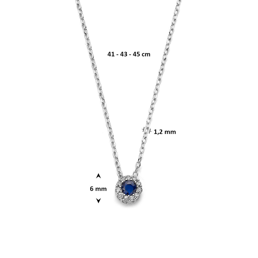 Gerhodineerd zilveren collier met saffier en zirkonia