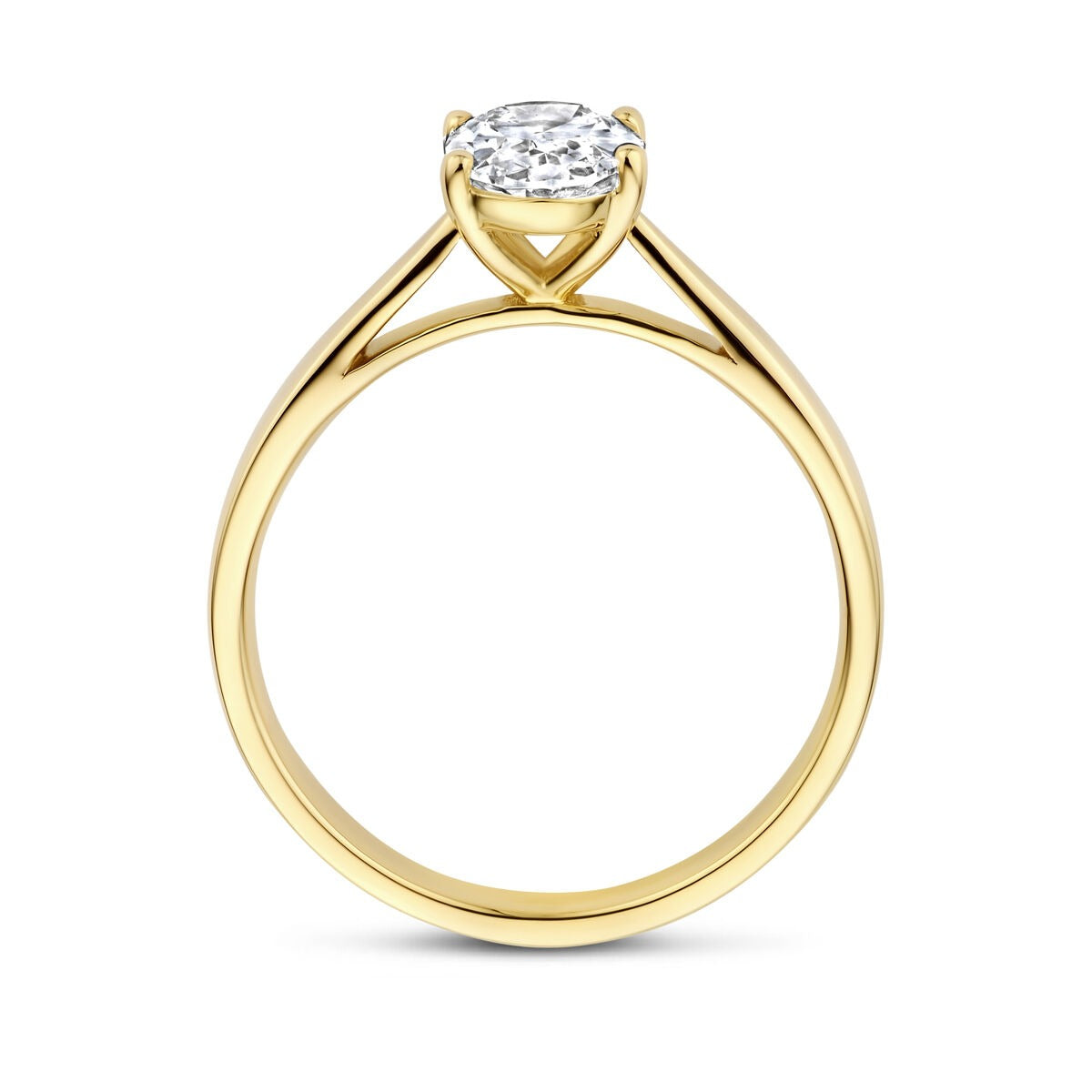 Anello da donna in oro giallo 14k con diamante lab grown
