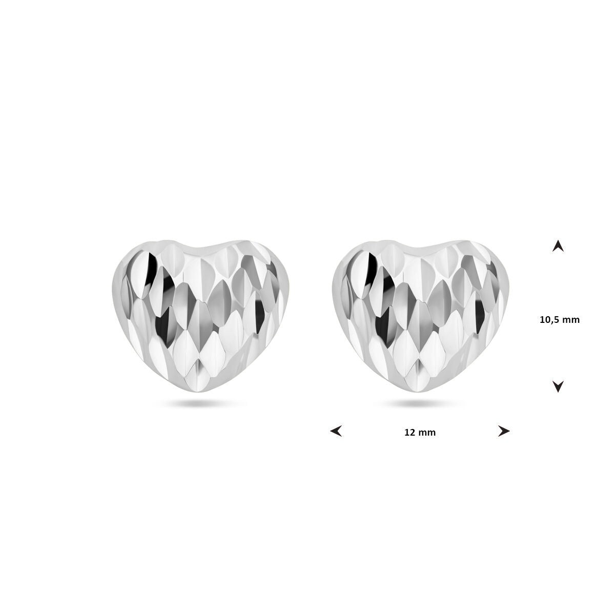 Orecchini a bottone a forma di cuore in argento – argento 925 rodiato