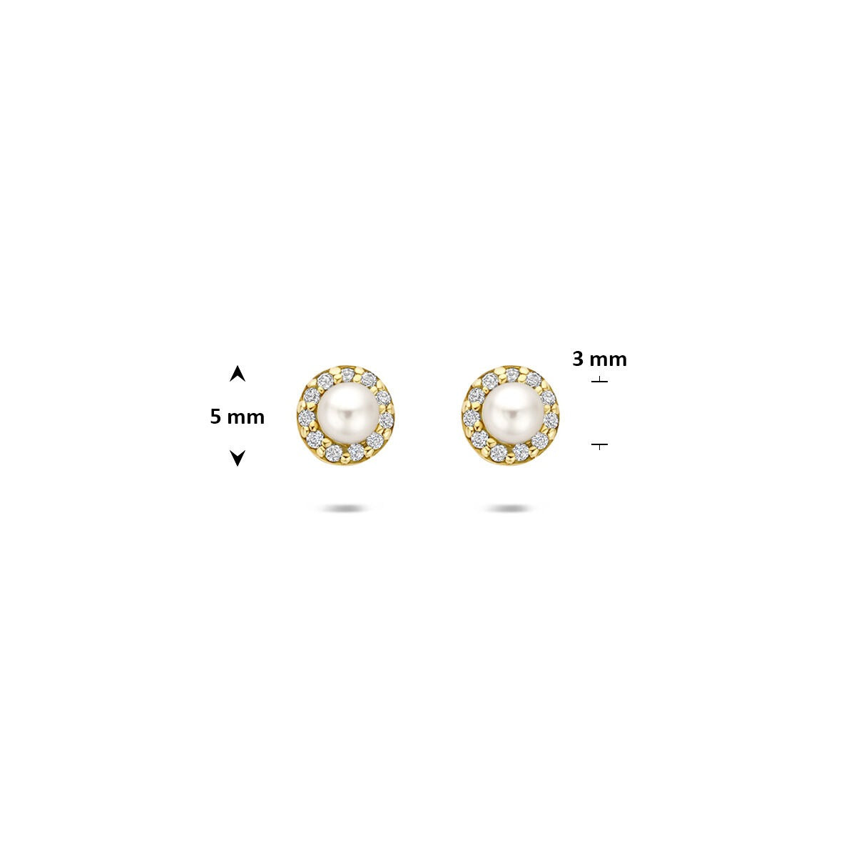 Orecchini a lobo in oro giallo 14k con perla e zirconia