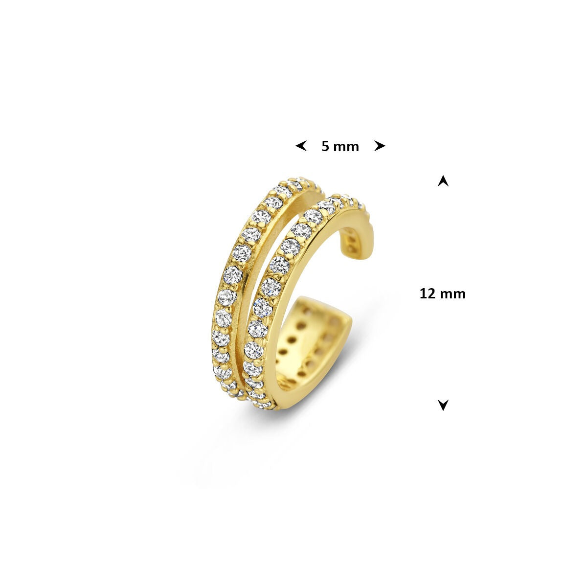 Ear cuff in argento placcato oro con zirconia – eleganza scintillante senza piercing