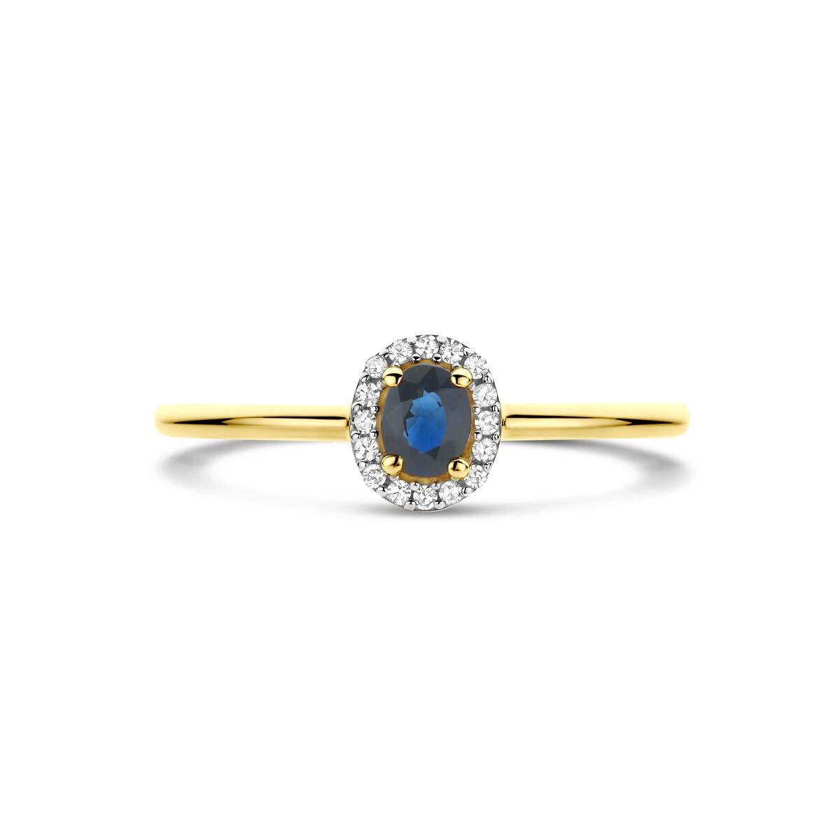 Anello in oro con zaffiro e diamante – 14k