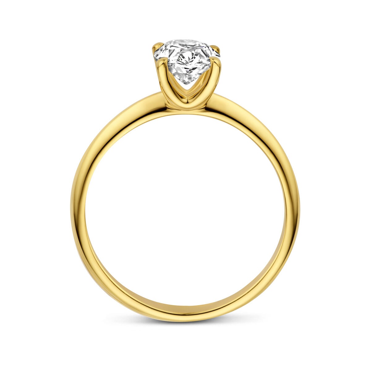 Anello da donna in oro giallo 14k con diamante lab grown