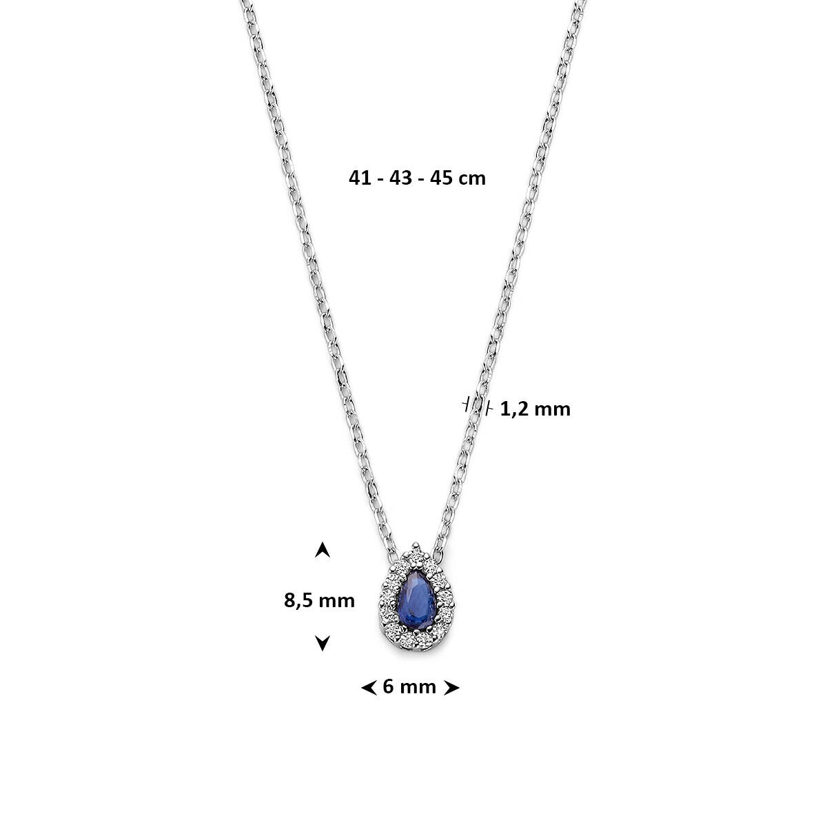 Collana in argento con zaffiro e zircone – argento 925 rodiato