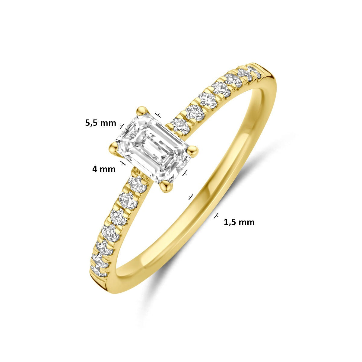 Anello in oro 14k con diamante lab grown – taglio smeraldo