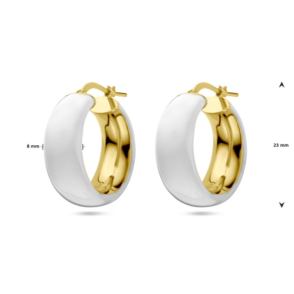 Orecchini in argento dorato con oro giallo e smalto bianco