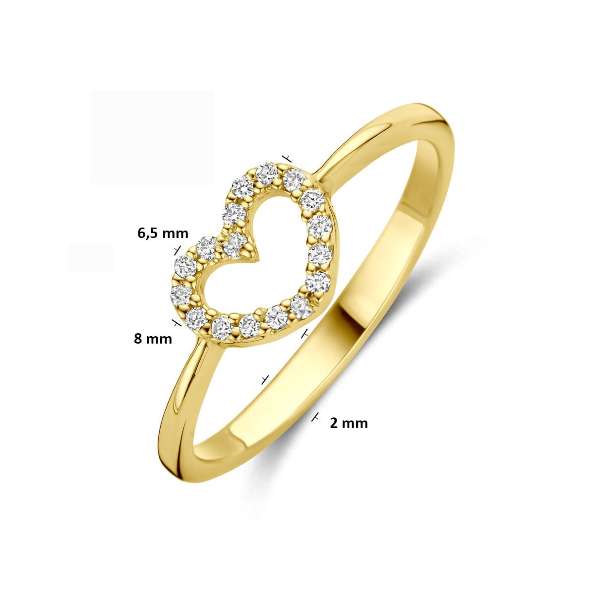 Anello da donna in oro con cuoricino e diamante lab grown – oro giallo 14k
