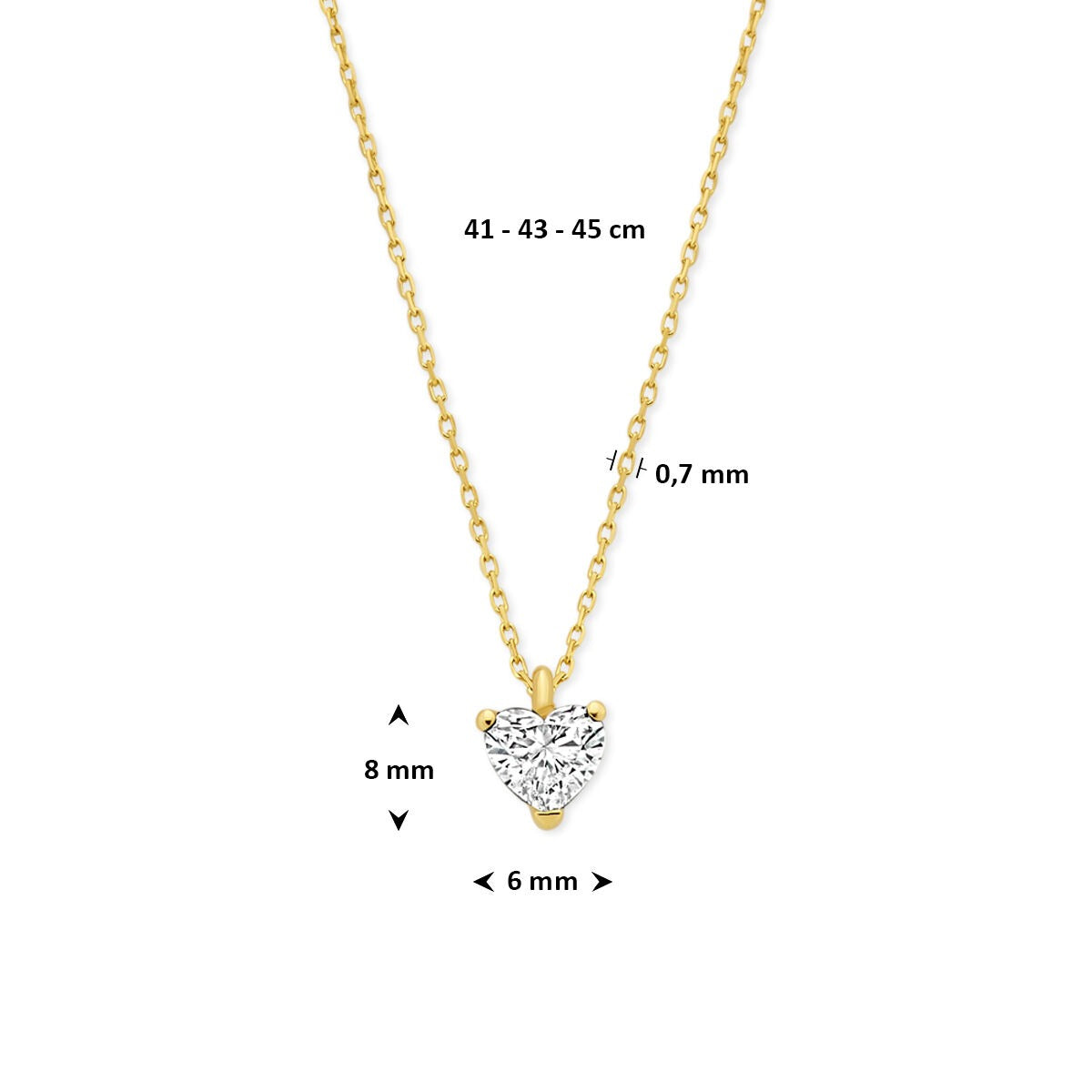 Collana in oro giallo 14k con diamante lab grown a cuore 0.50ct