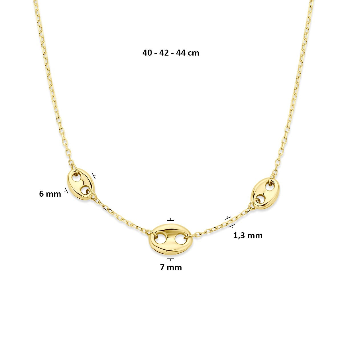 Collana in oro giallo 14k a chicco di caffe