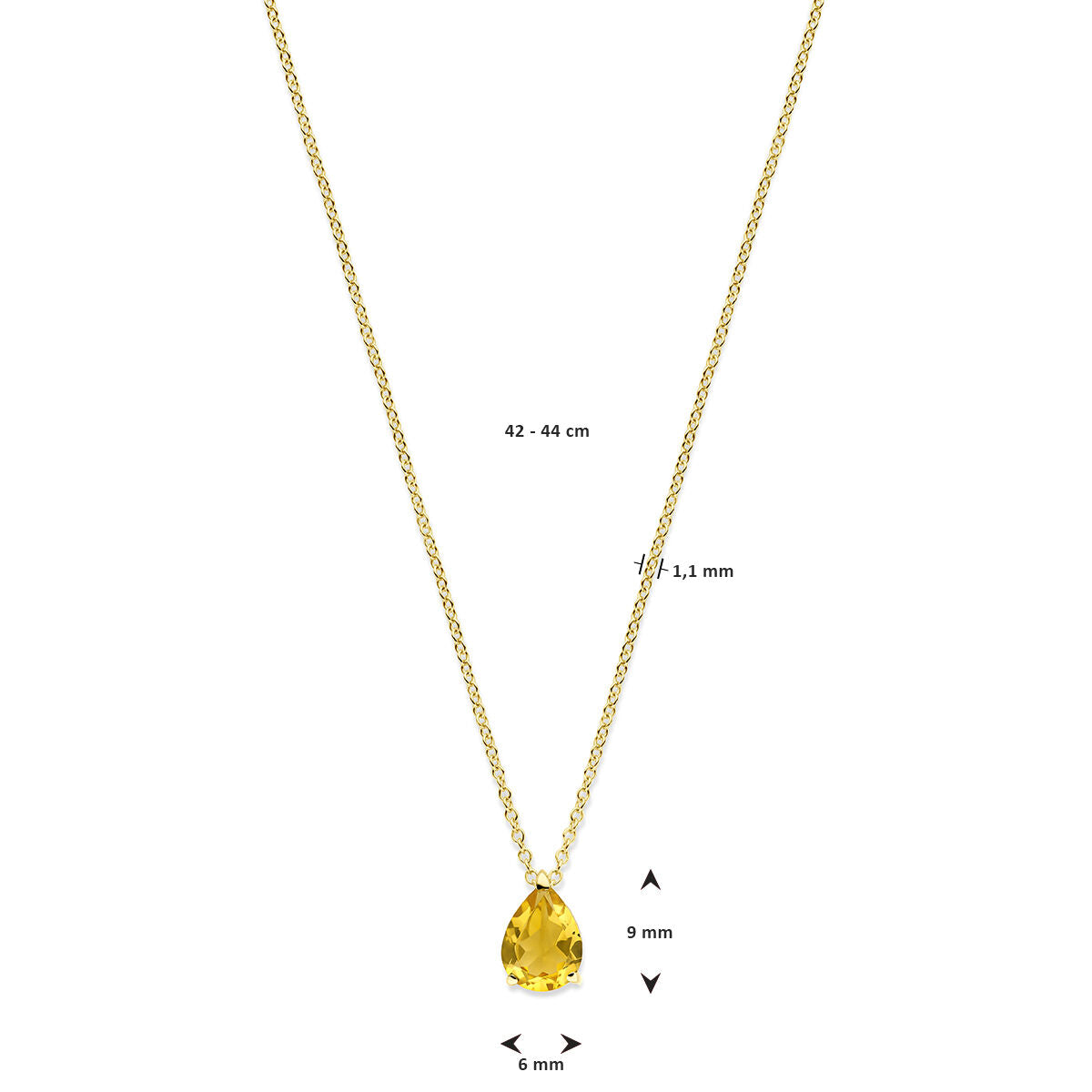 Collana in oro giallo 14k con citrino