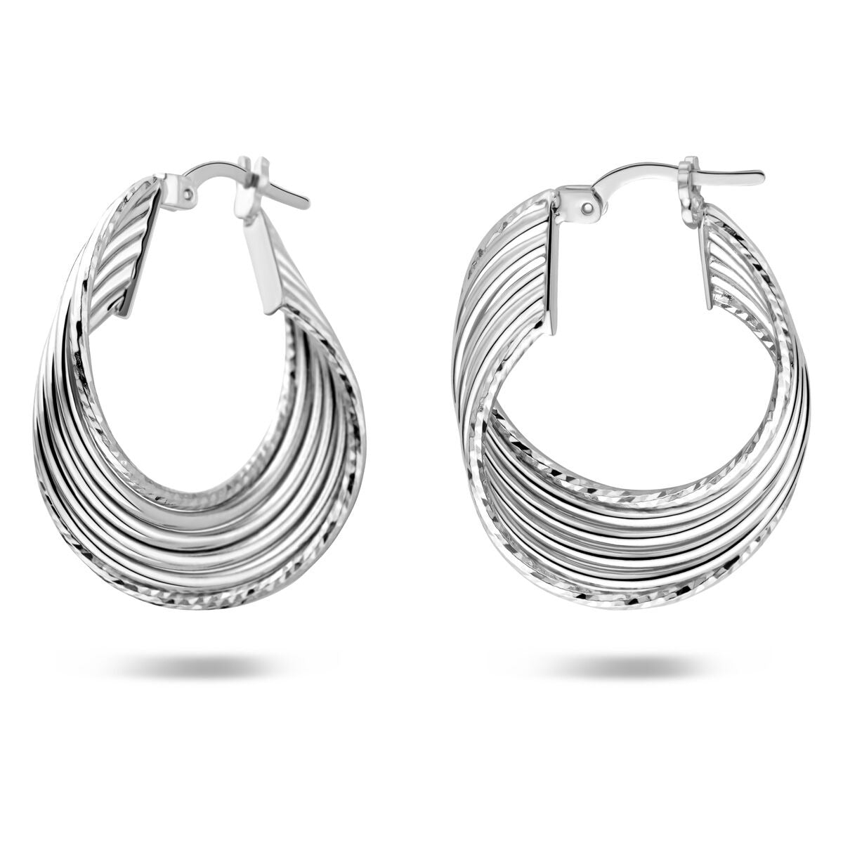 Orecchini a cerchio ovali in argento – argento 925 rodiato