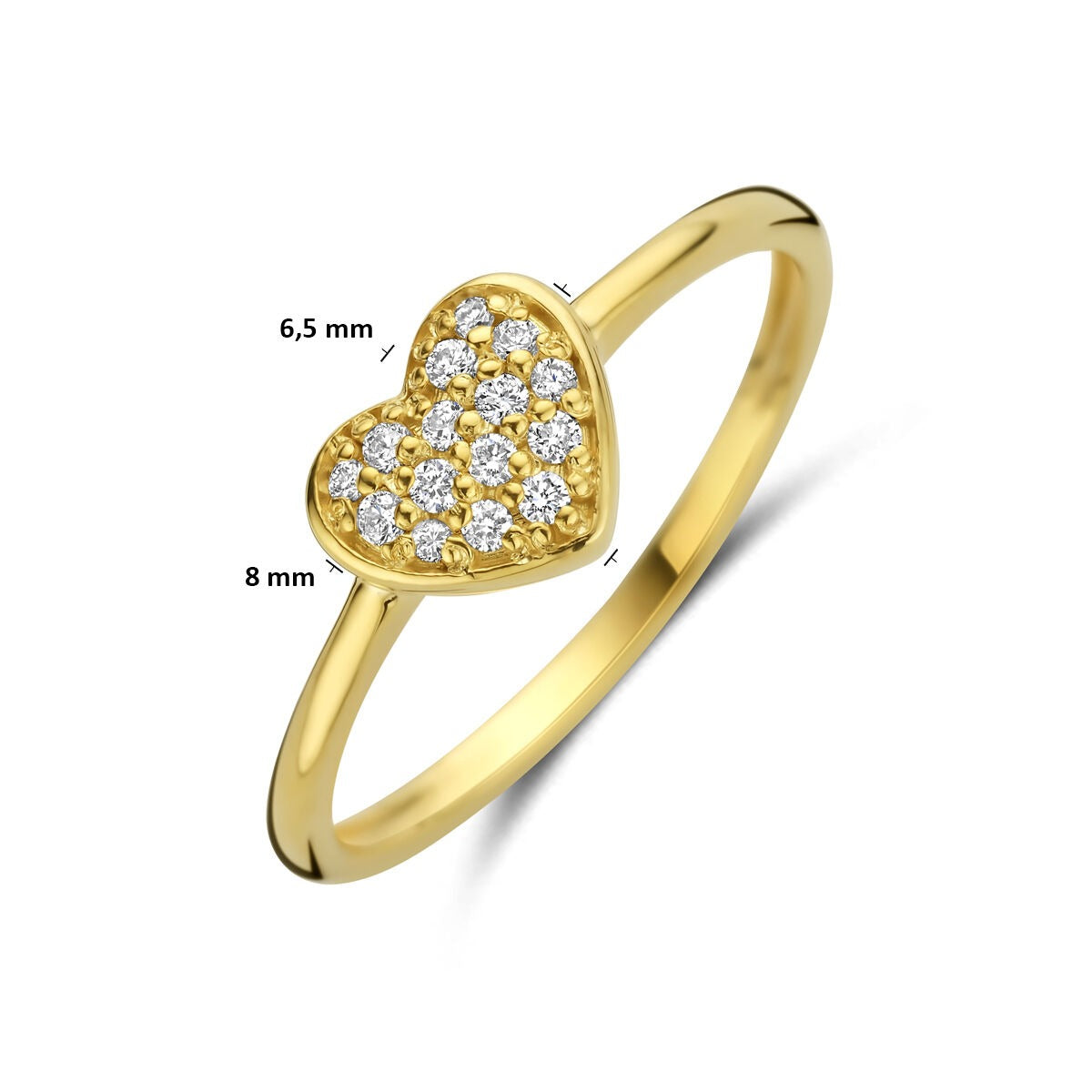 Anello da donna in oro giallo 14k a forma di cuore con diamante – 0,10 ct