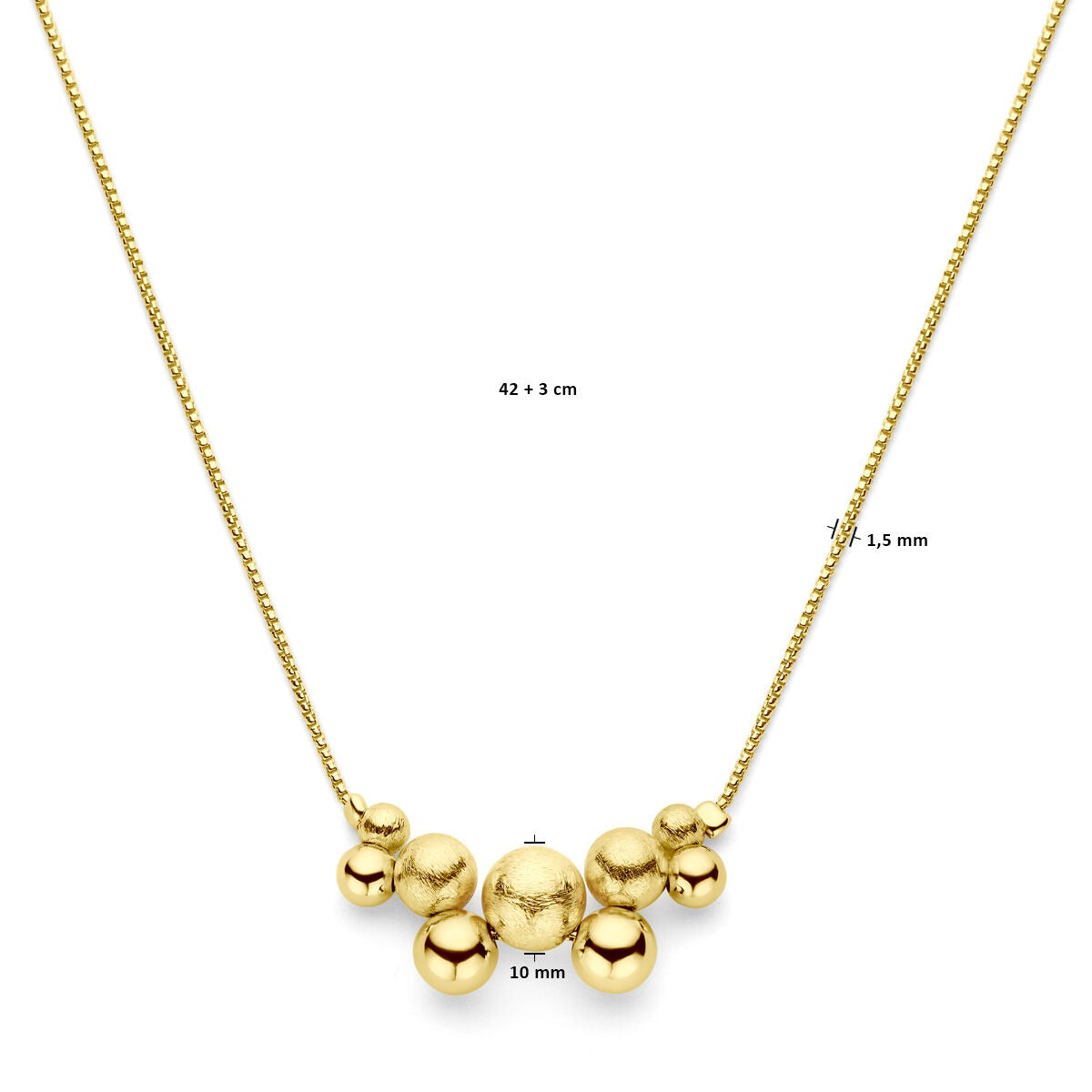 Collana argento dorato con palline – oro giallo su argento 925