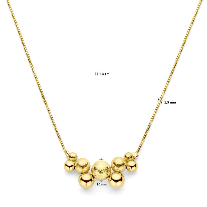 Verguld zilveren bolletjes collier – geelgoud op 925 zilver