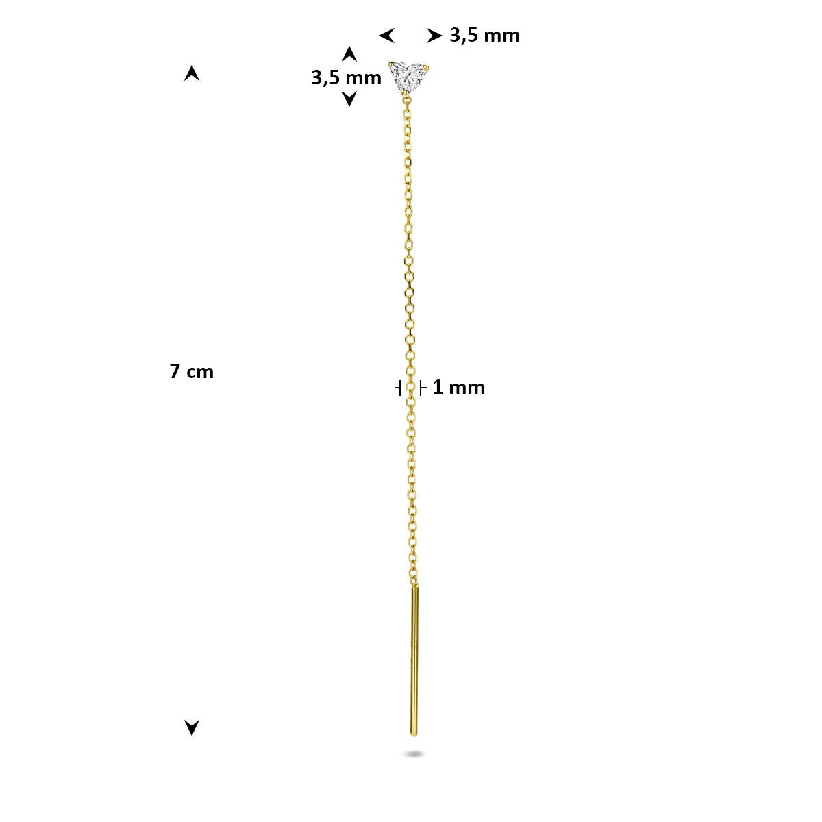 Orecchino a catenella in oro giallo 14k con diamante lab grown – venduto singolarmente