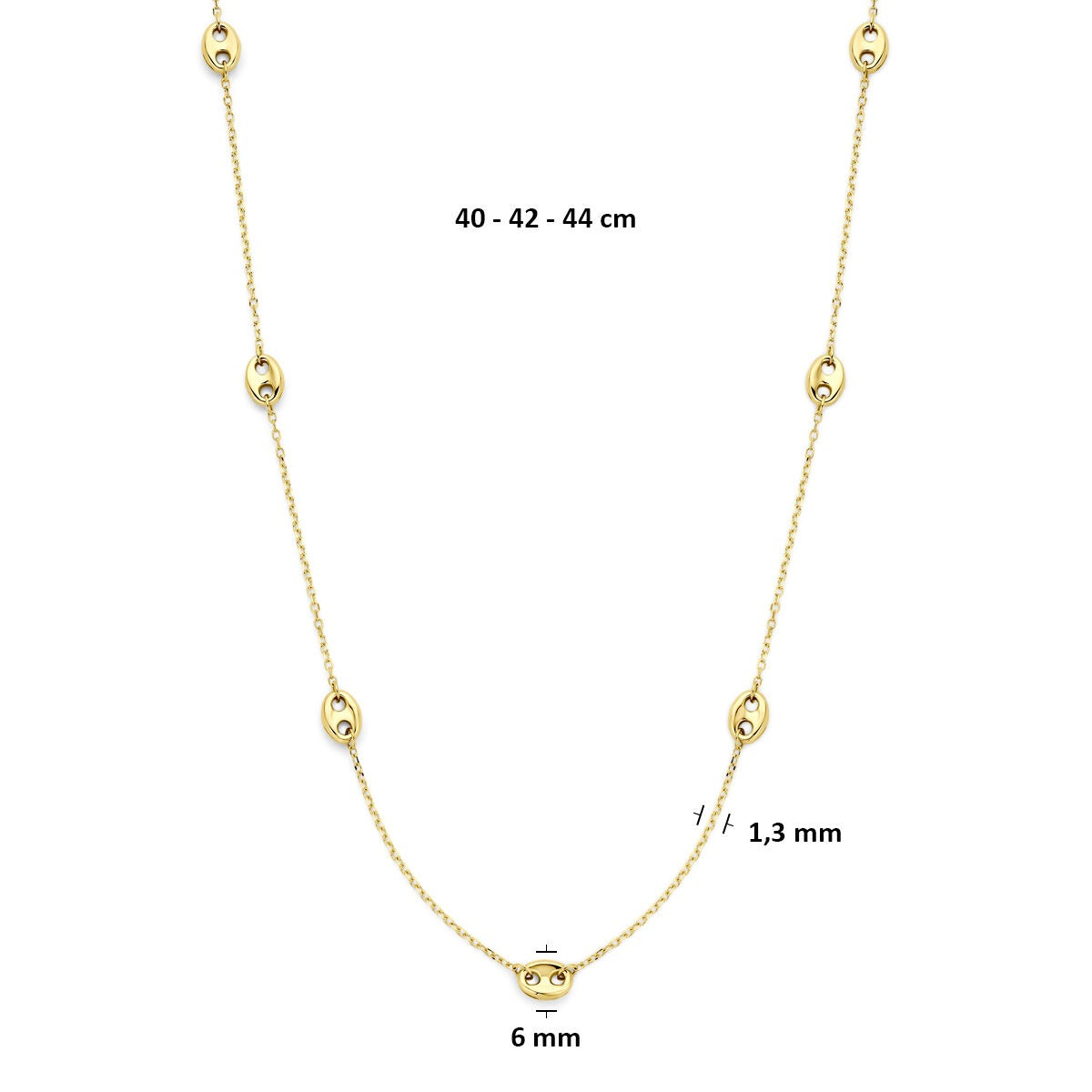 Collana chicco di caffè in oro giallo 14k