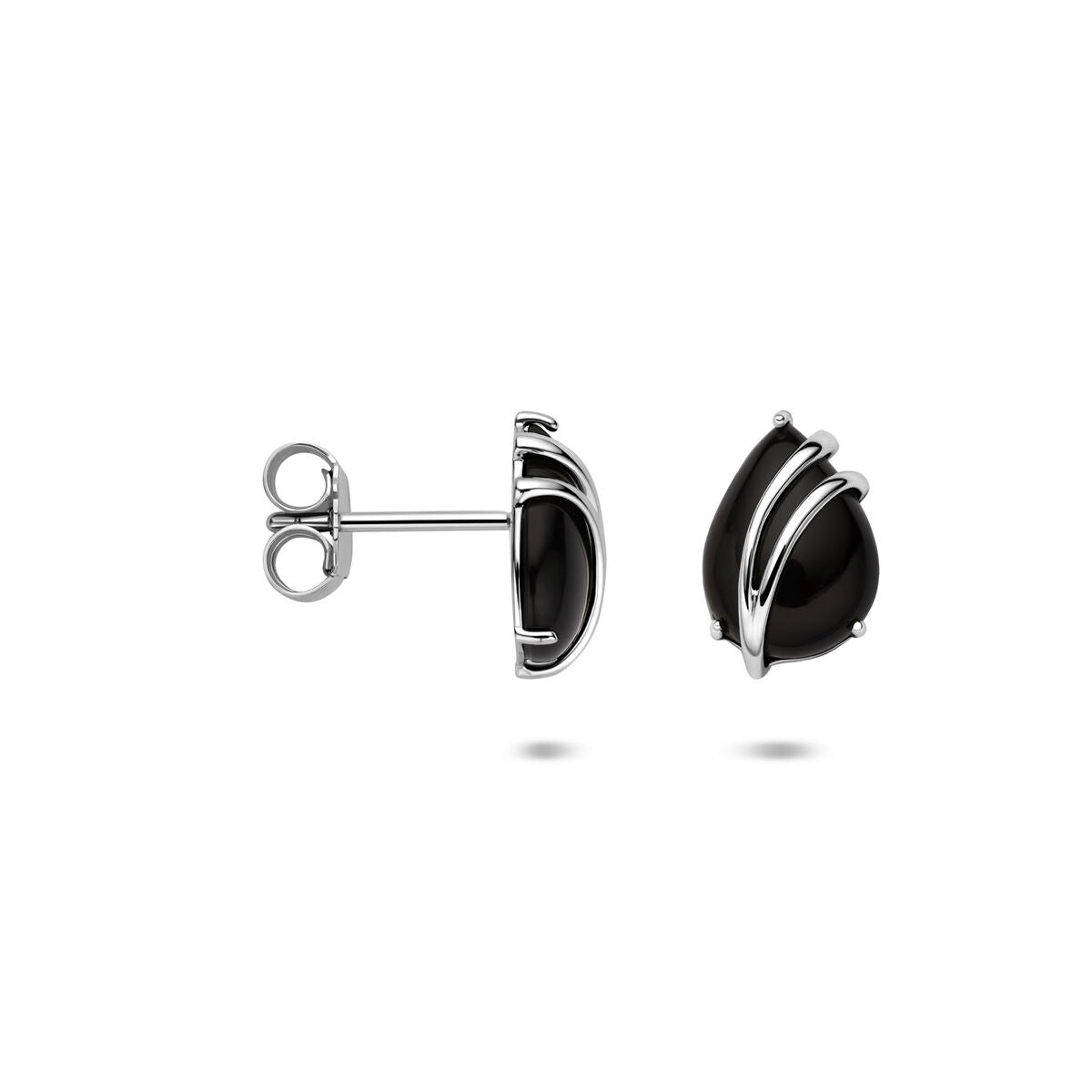 Orecchini a bottone in argento con onice – argento rodiato 925
