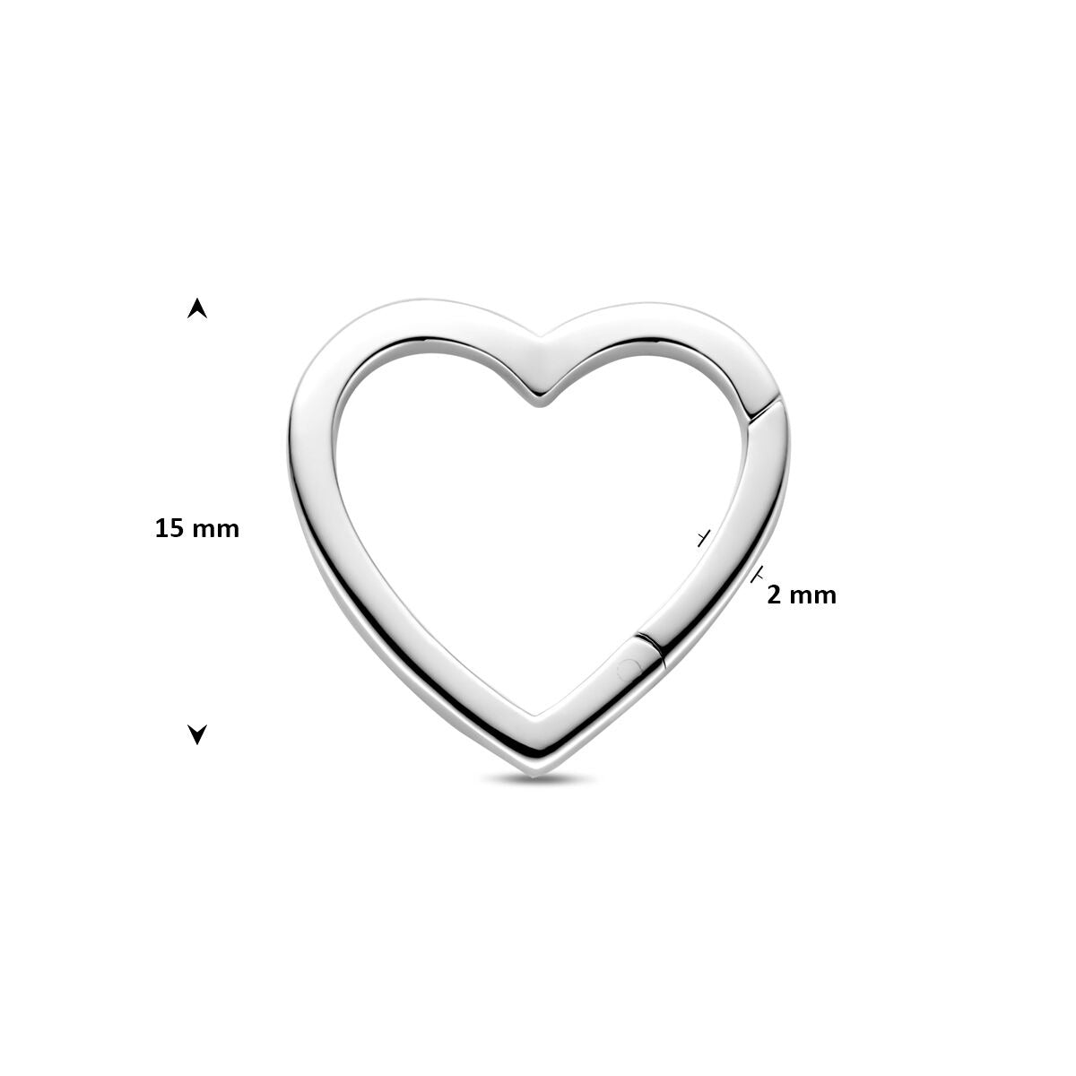Connettore cuore in argento rodiato