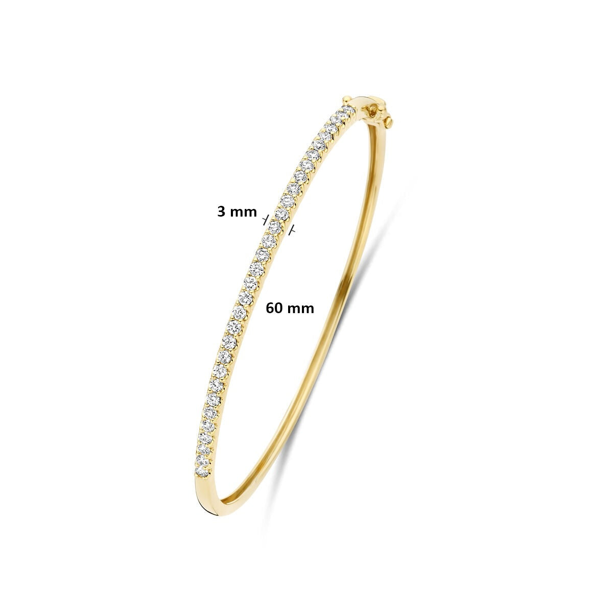 Bangle in oro giallo 14k con diamante lab grown da 1,00 ct