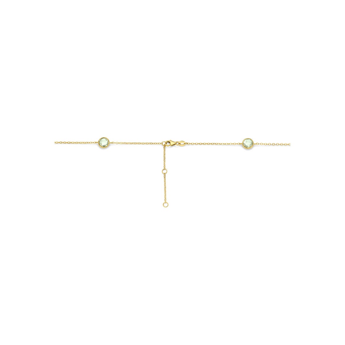 14k Geelgouden collier met groene amethist