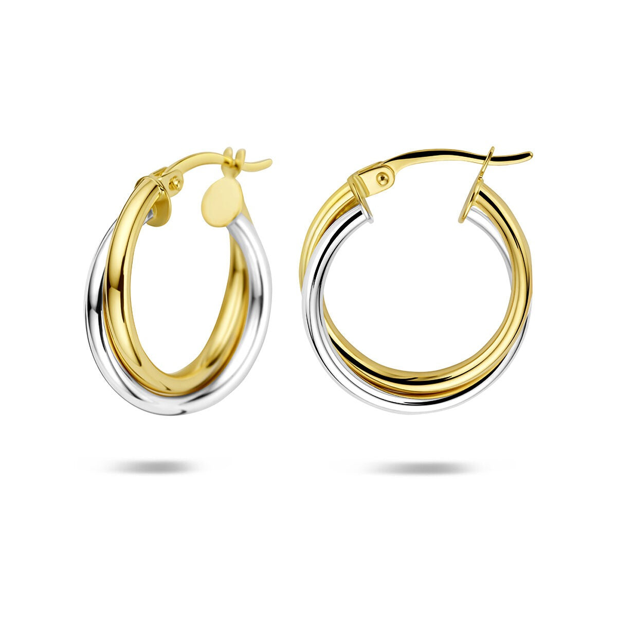 Orecchini a cerchio bicolor 14k – oro giallo e bianco