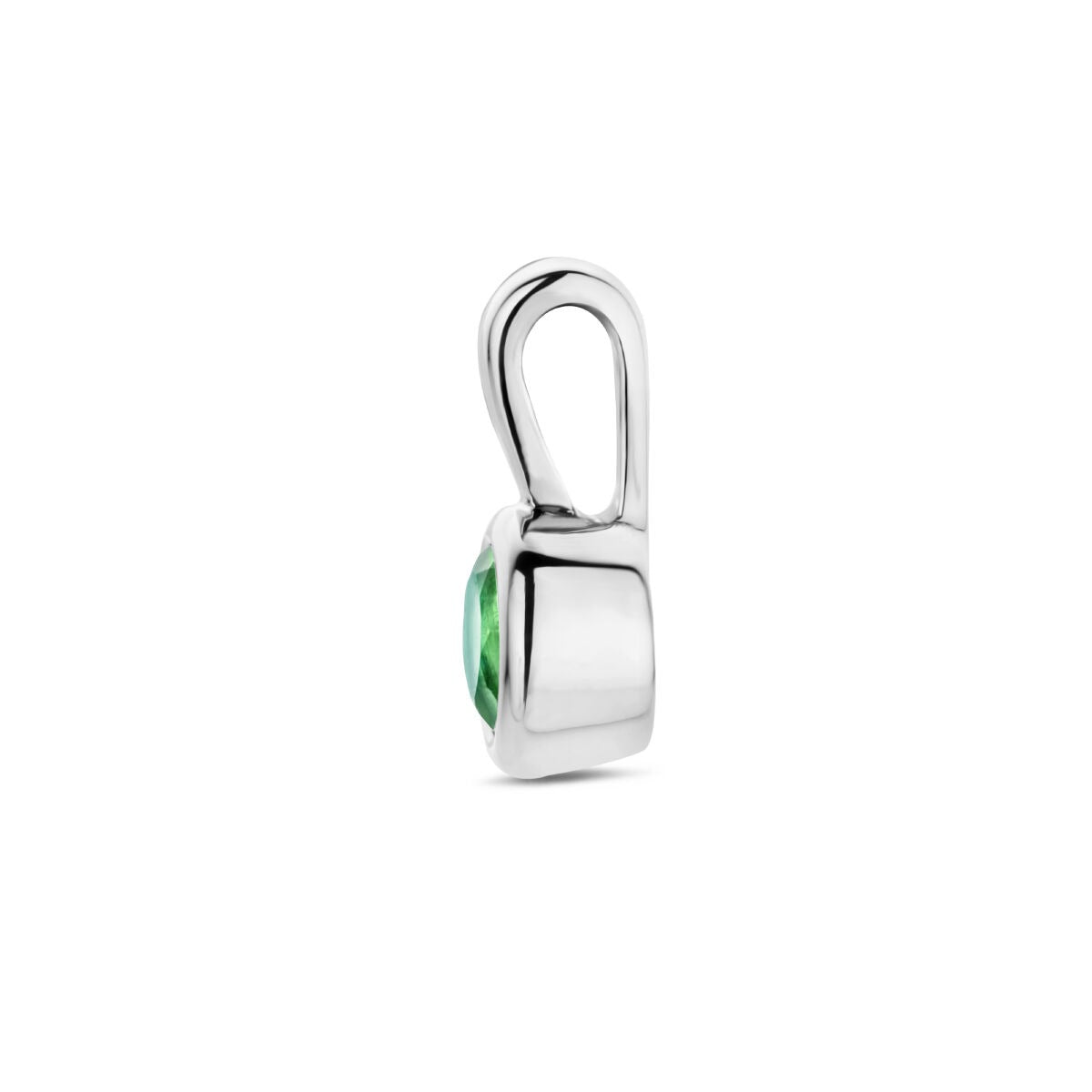 Ciondolo in argento rodiato con pietra di nascita verde
