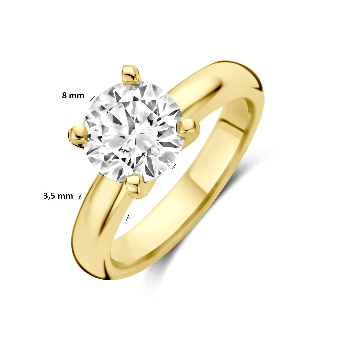 Anello in oro giallo 14k con diamante lab grown 2.00ct