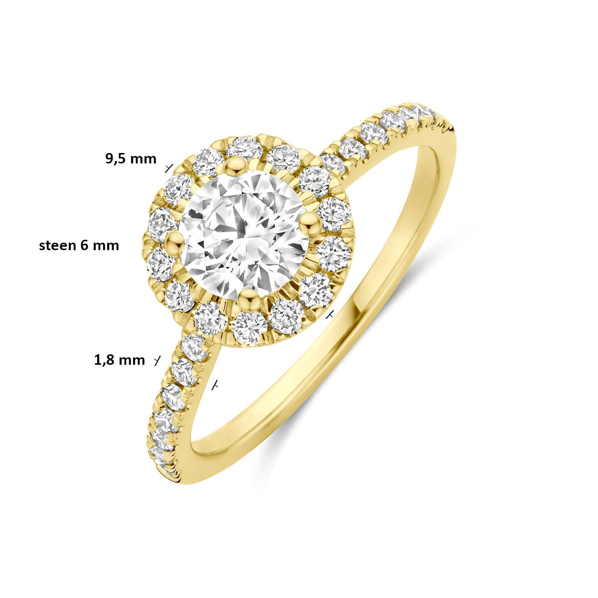 Anello in oro giallo 14k con diamante lab grown 1.10ct