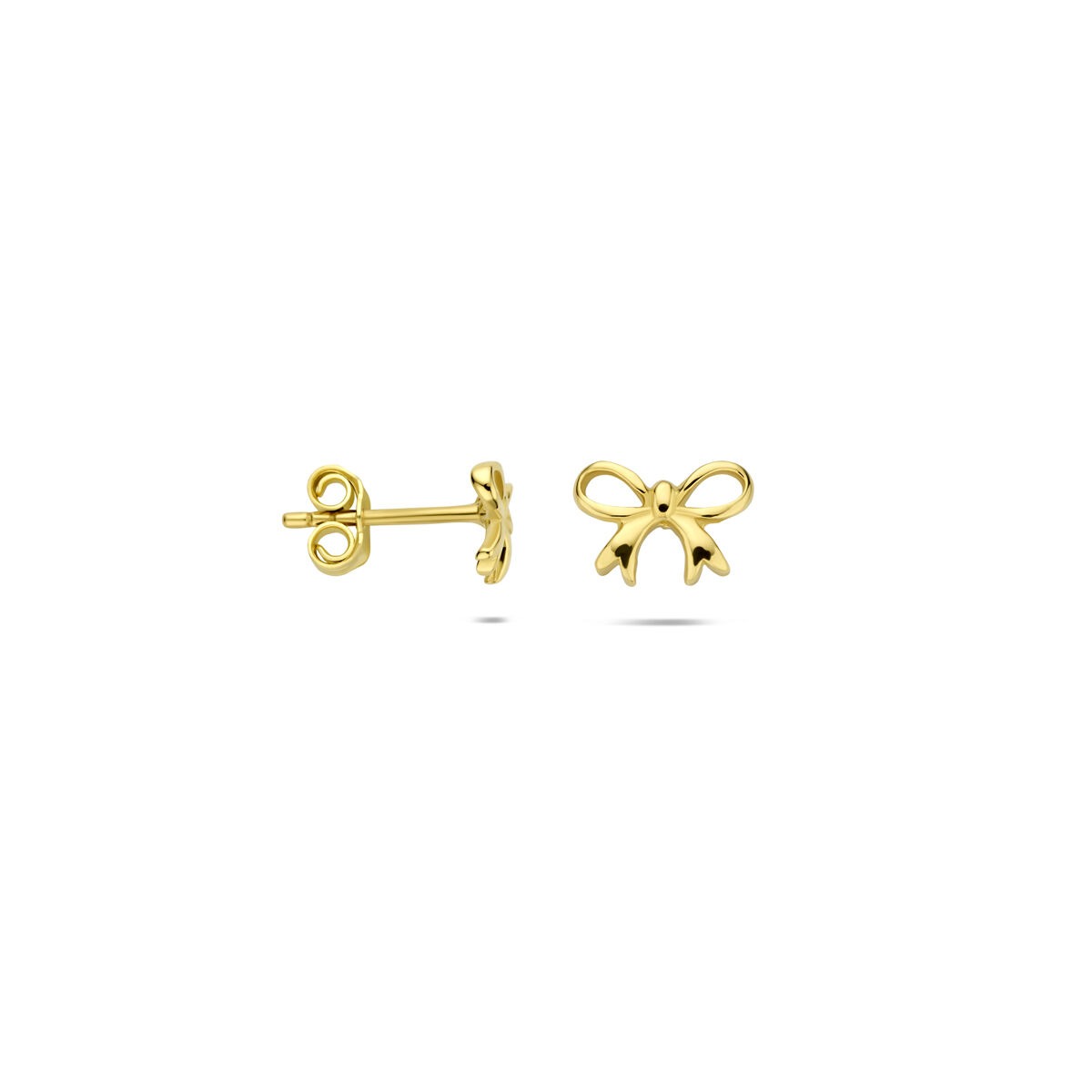 Orecchini a bottone in oro giallo 14k a forma di fiocco da donna