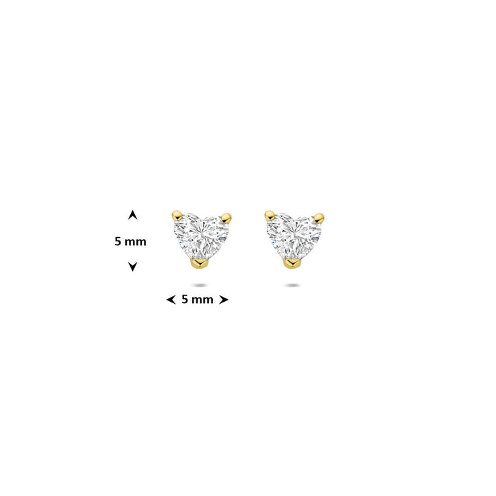 14k Geelgouden oorknopjes met hartvormige lab grown diamant 0.60ct