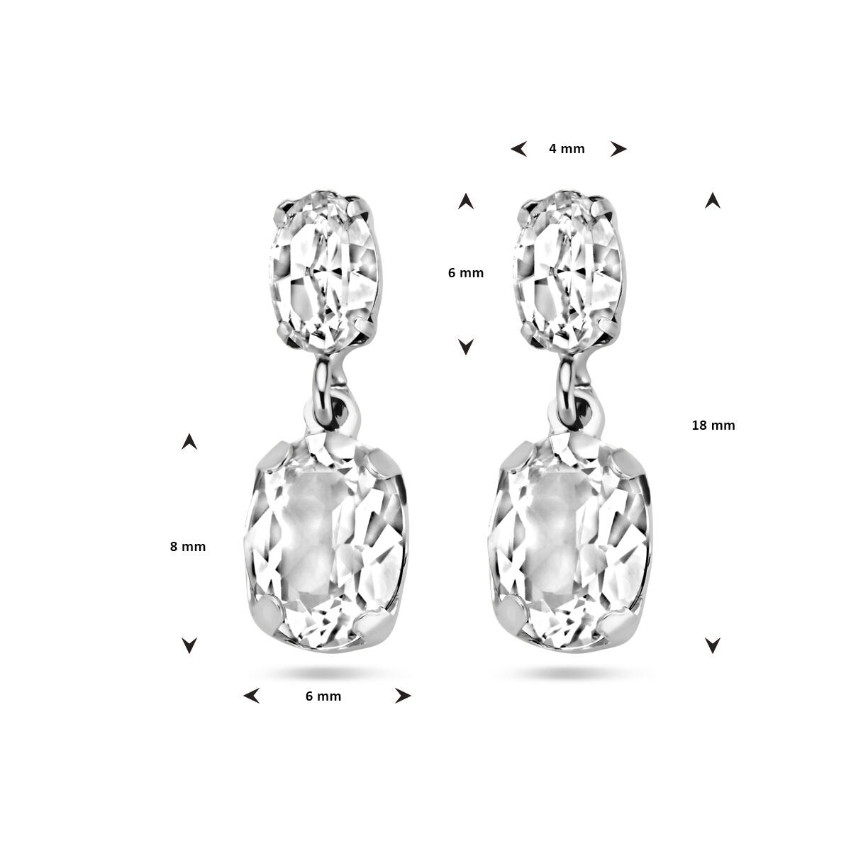 Orecchini pendenti in argento rodiato con cristallo Swarovski