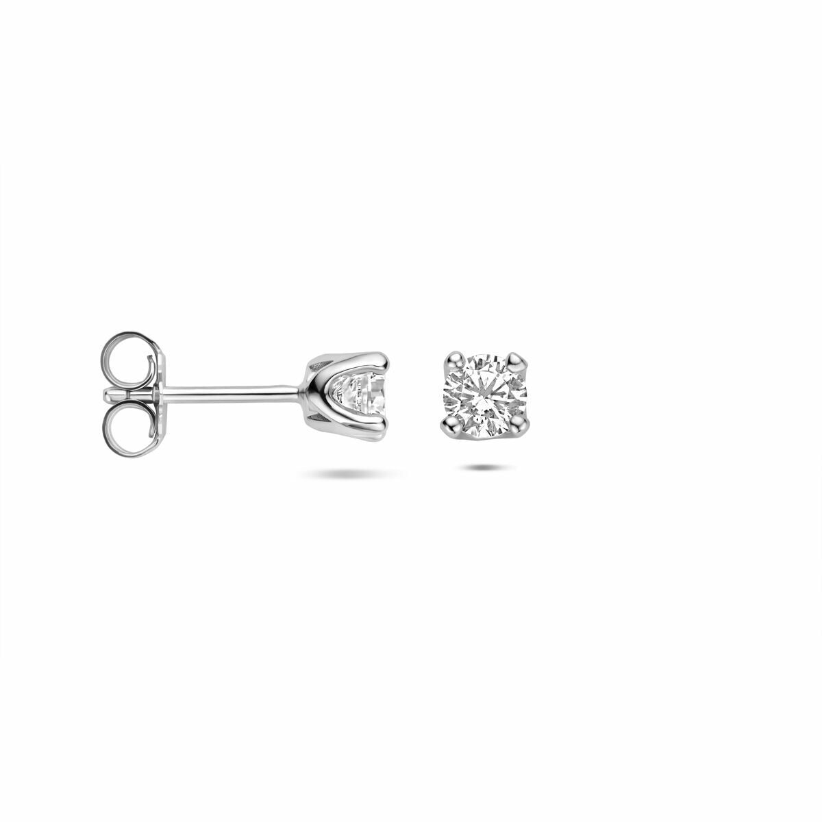 Orecchini a bottone in argento con zirconia – argento 925 rodiato