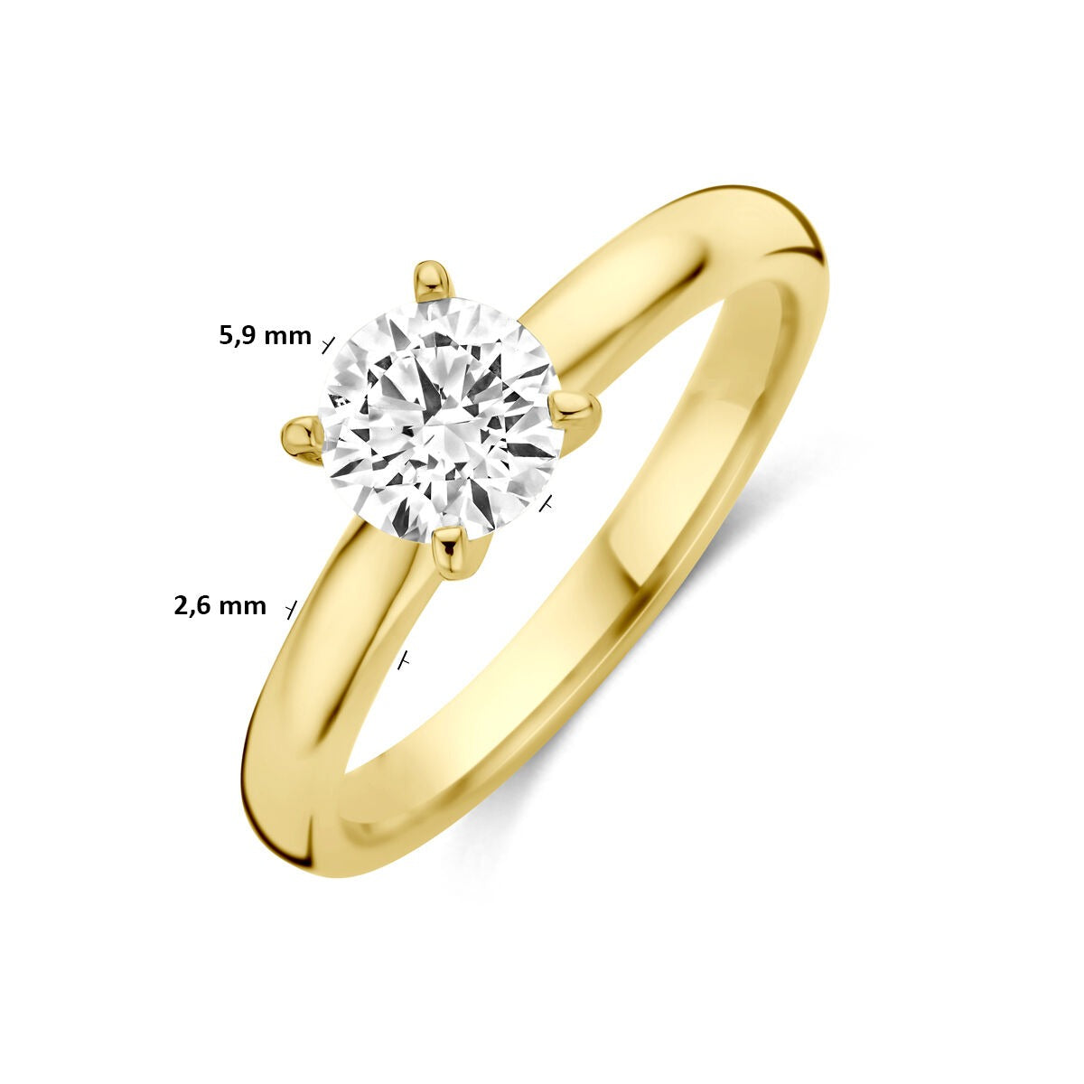Anello in oro giallo 14k con diamante lab grown 0.75ct