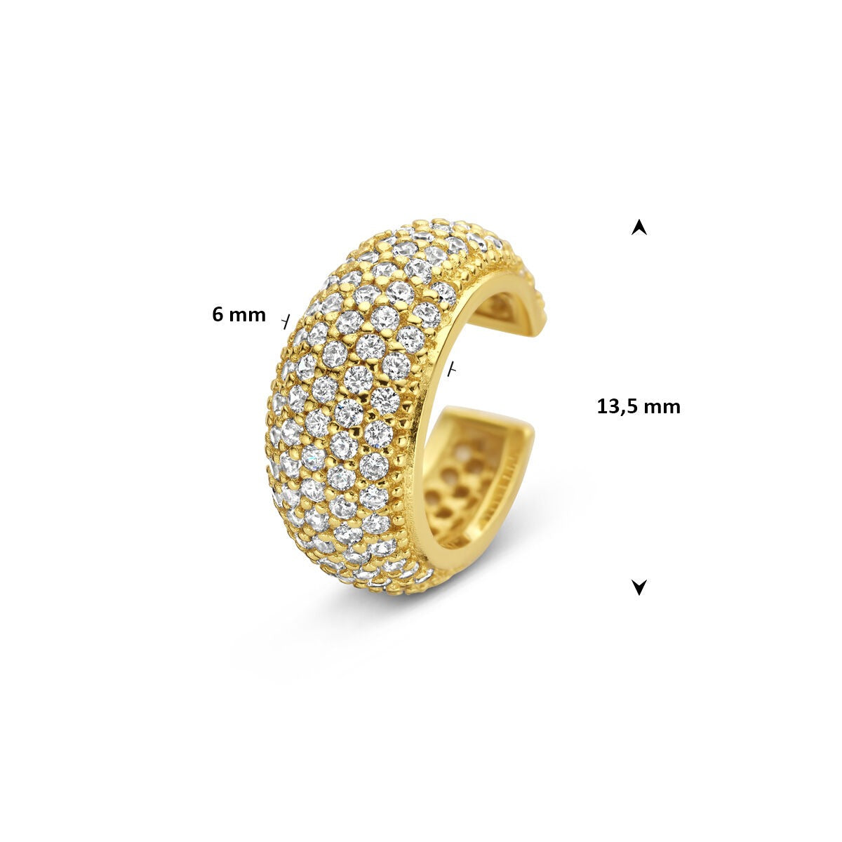 Ear cuff in argento dorato con zirconi - argento 925