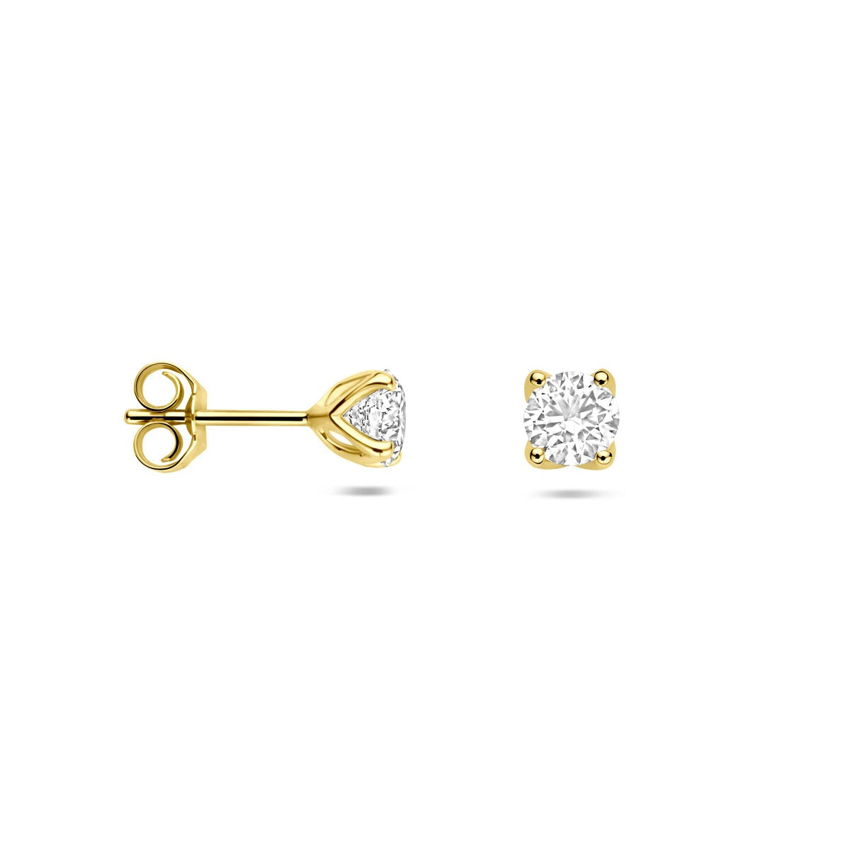 Orecchini a bottone in oro giallo 14k con diamante lab grown - 1.0 ct