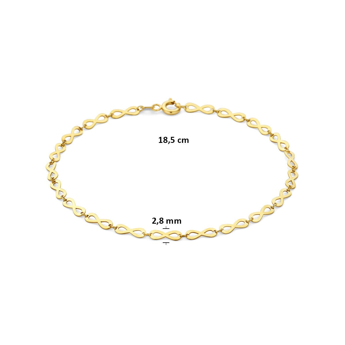Bracciale da donna in oro giallo 14k con maglia infinity