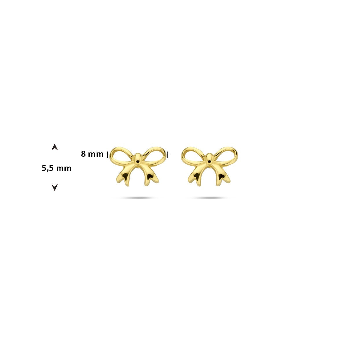 Orecchini a bottone in oro giallo 14k a forma di fiocco da donna