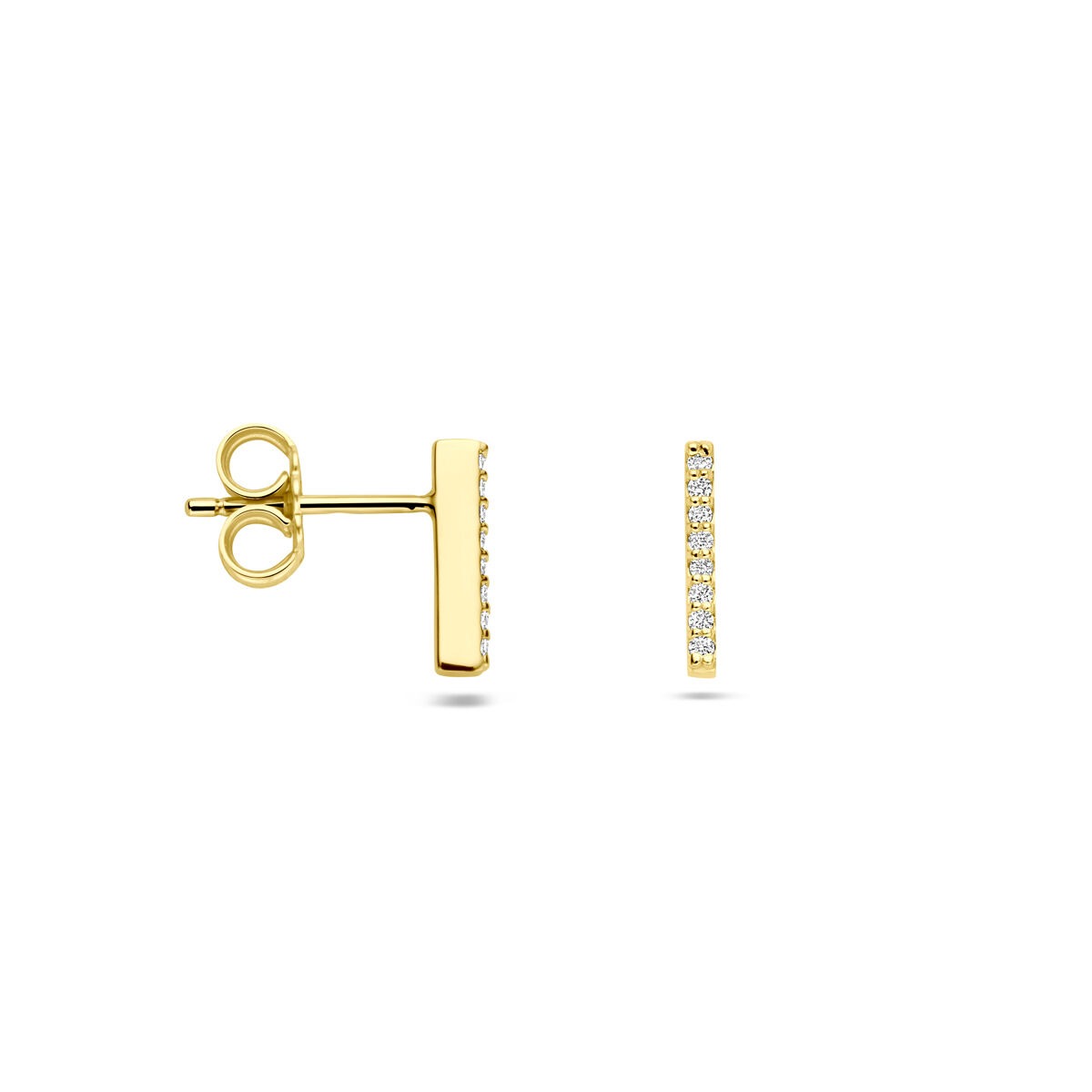 Orecchini a bottone in oro giallo 14k con diamante lab grown