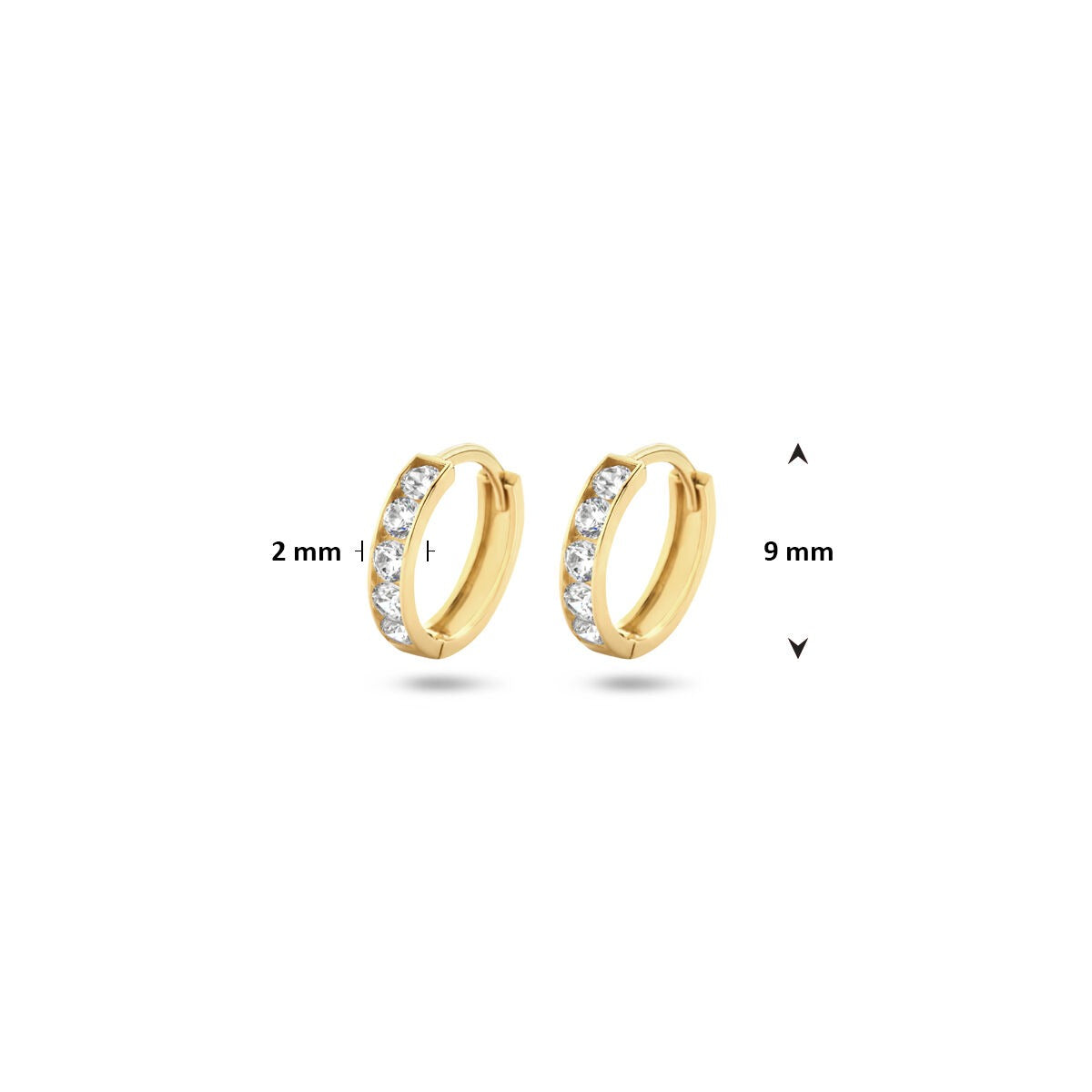 Cerchi a scatto in oro giallo 14k con fila di zirconi