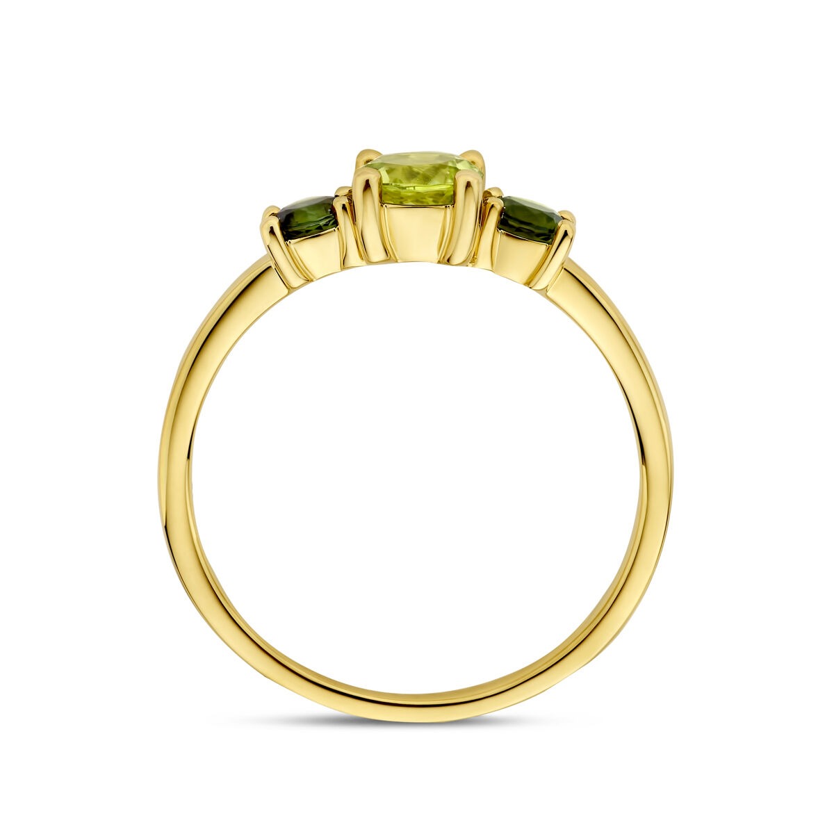 Anello da donna in oro con peridoto e tormalina – oro giallo 14k