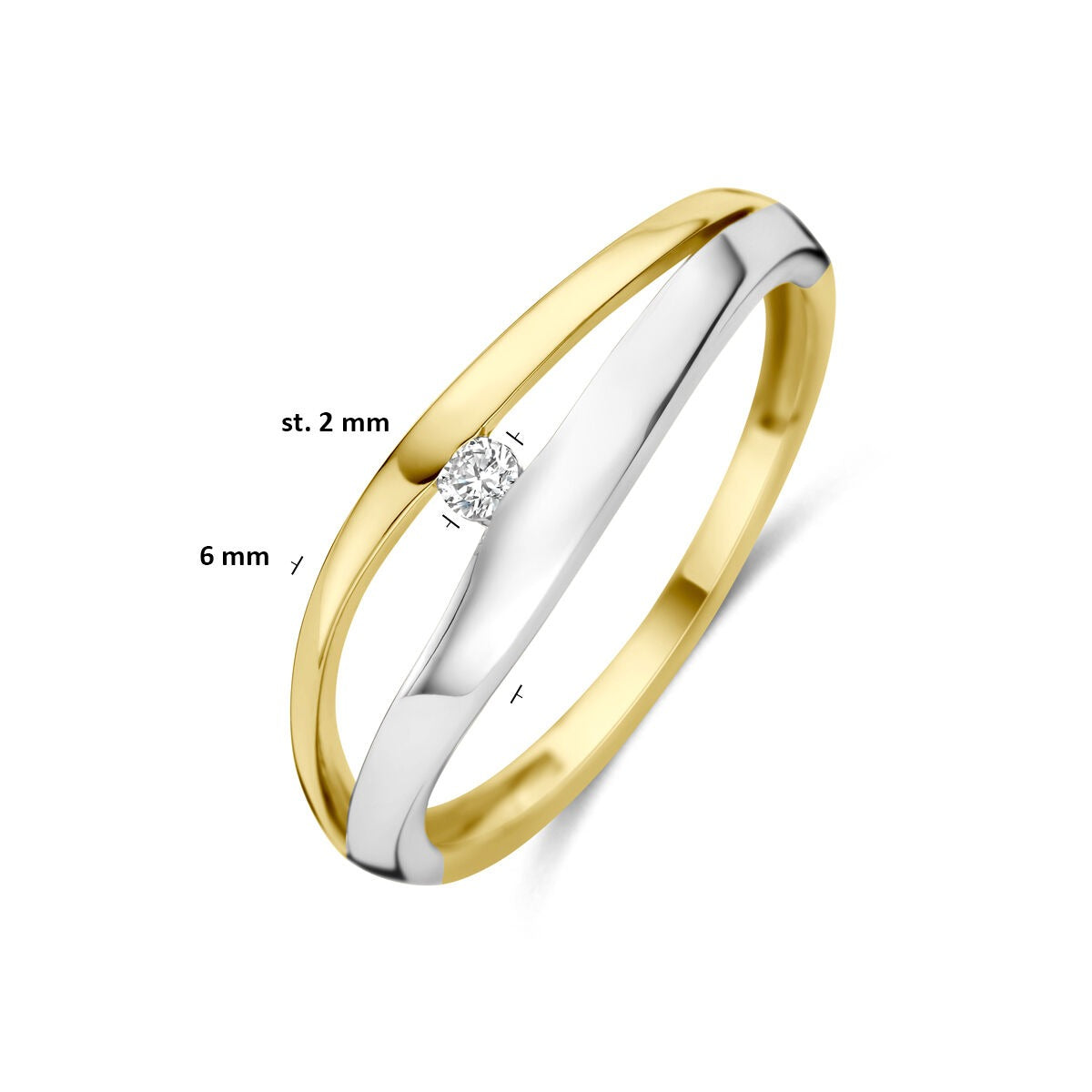 Anello da donna in oro bicolore 14k con diamante lab grown