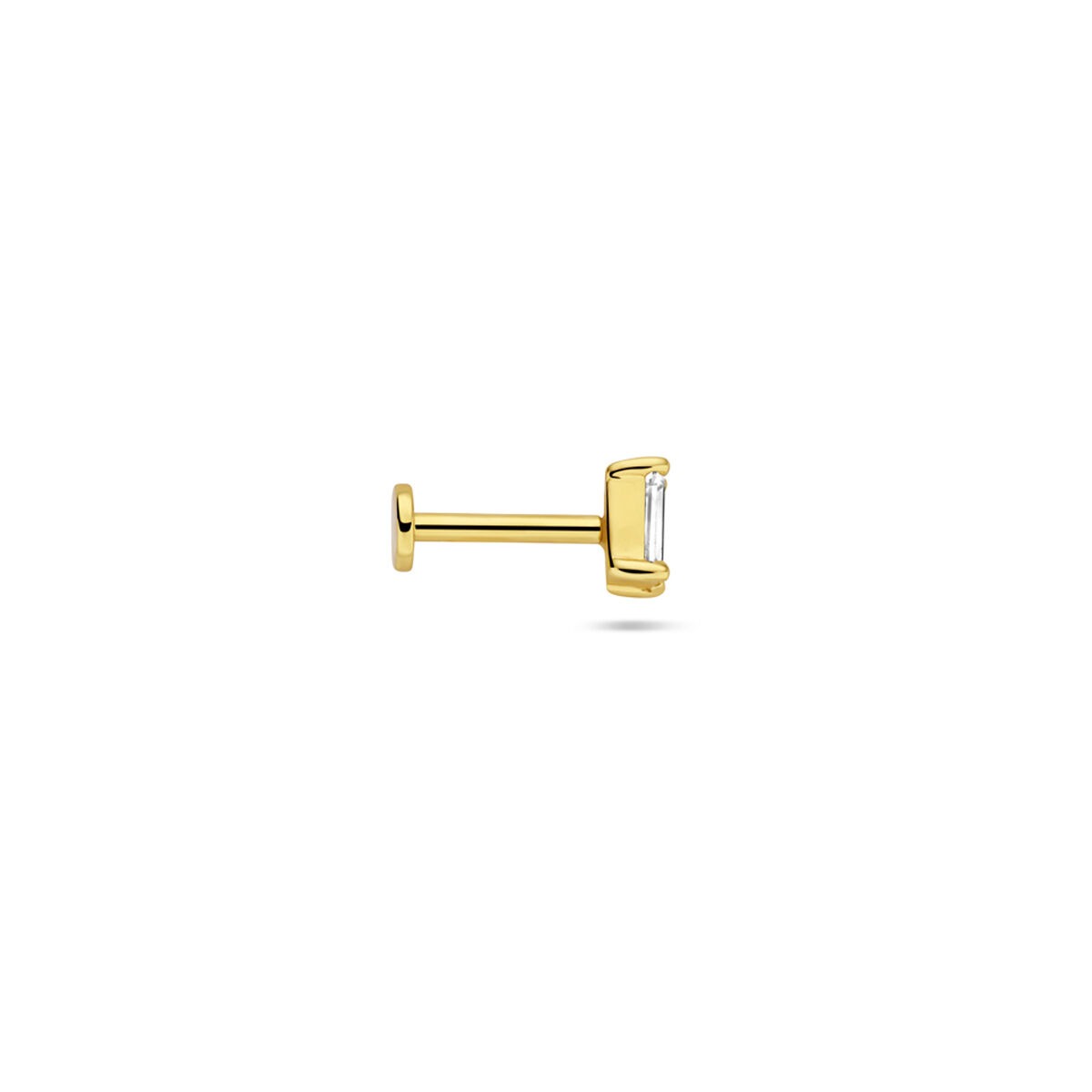 Piercing flat back in argento dorato con zirconia baguette – argento 925