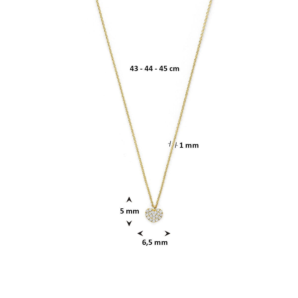 Collana in oro giallo 14k con cuoricino e diamante – simbolo d'amore