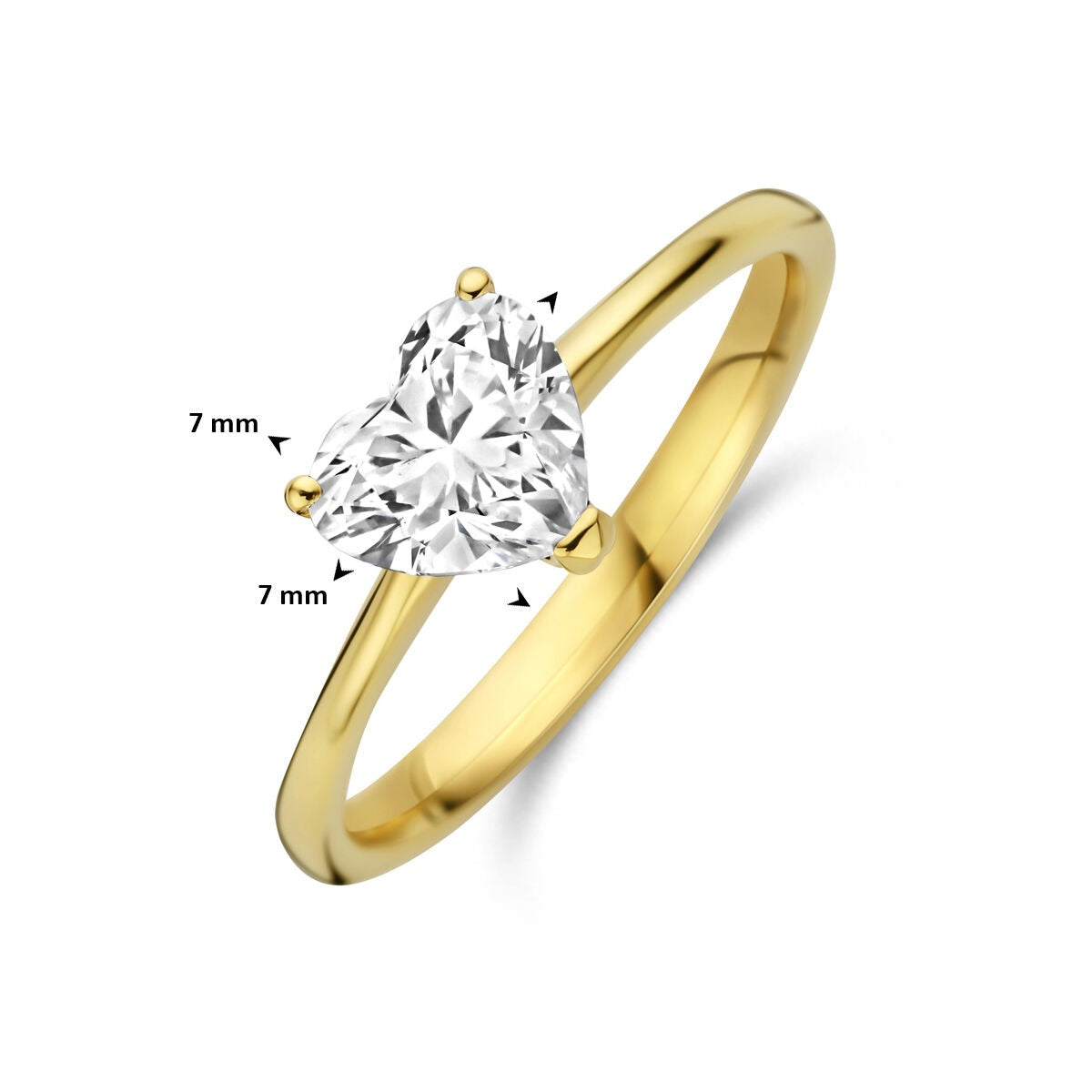 Anello in oro giallo 14k con diamante lab grown a forma di cuore 1.00ct
