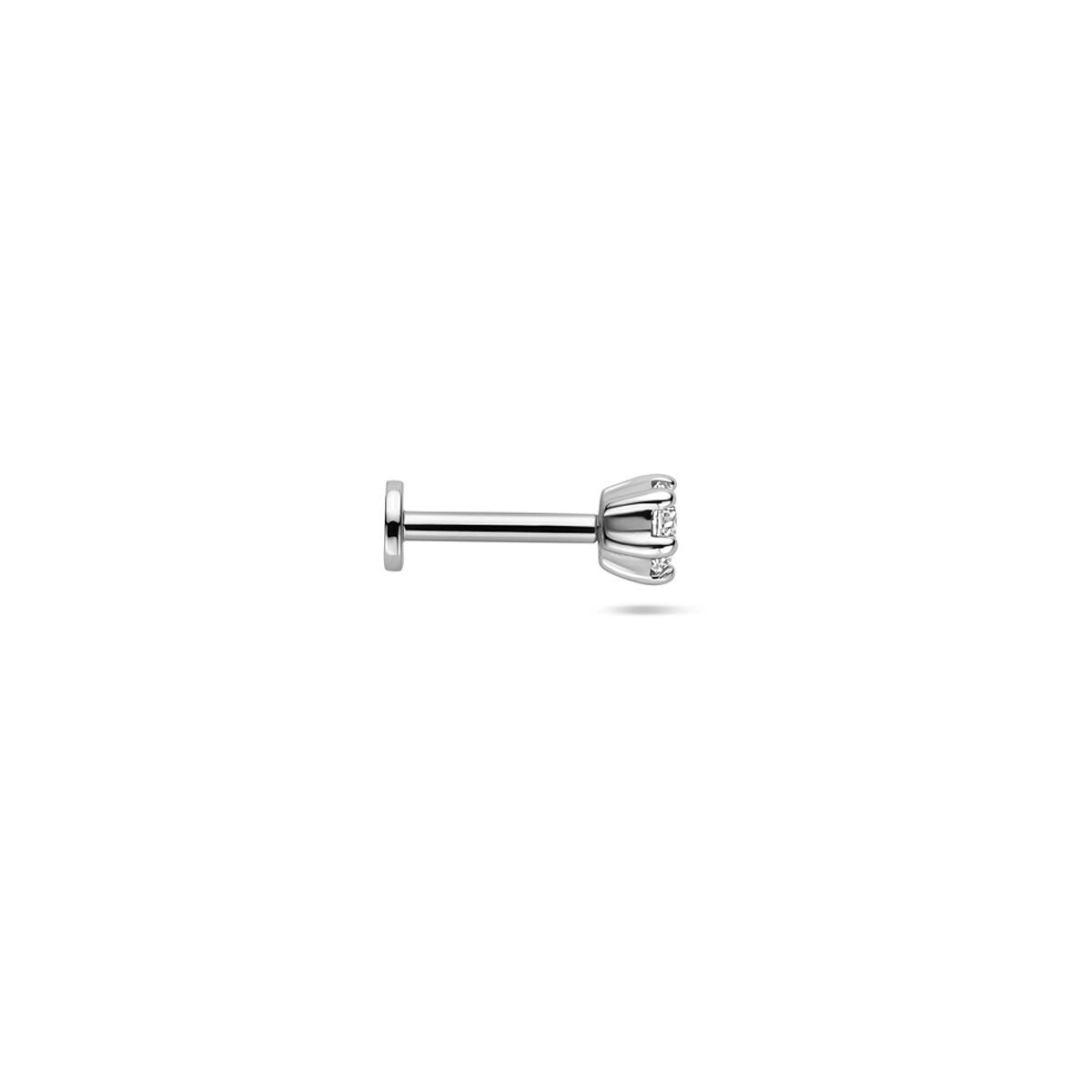 Piercing flat back in argento rodiato con zirconia 3,5 mm