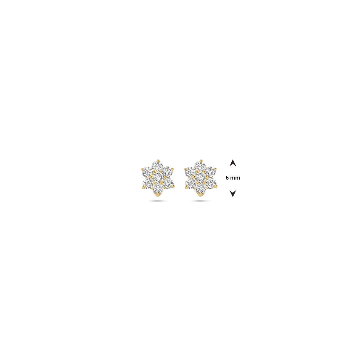 Orecchini a bottone color oro giallo con zirconia – 9k