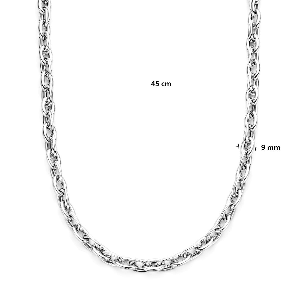 Collana in argento 925 rodiato con grandi maglie a filo