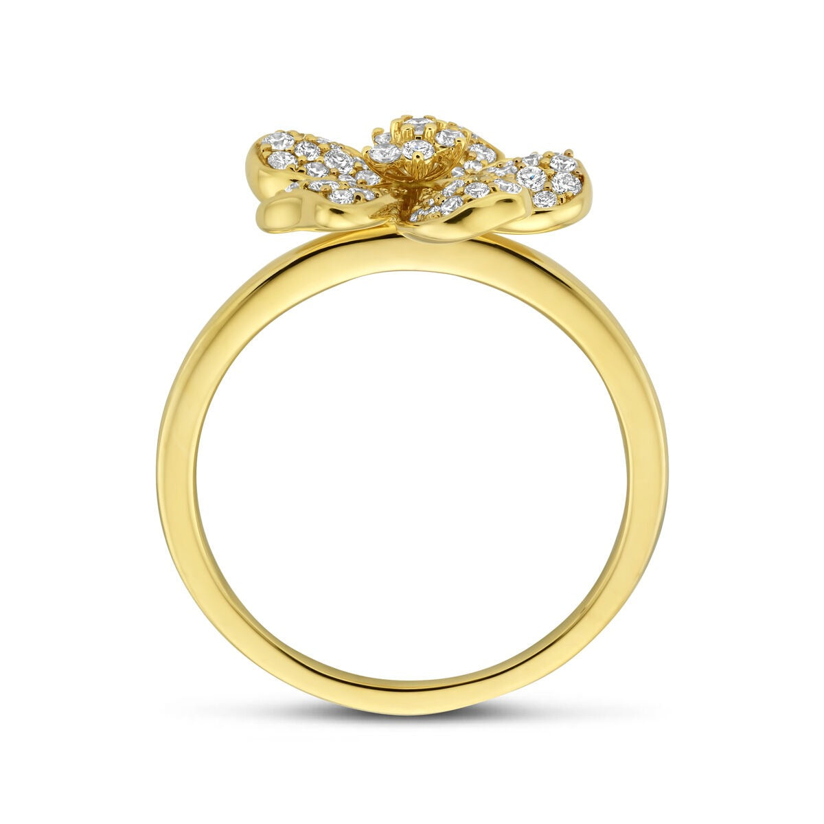 Anello da donna in oro con fiore e diamante – oro giallo 14k